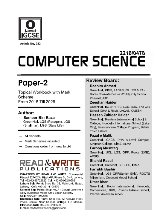 242 Computer Science O Level/IGCSE Paper-2 Topical Workbook