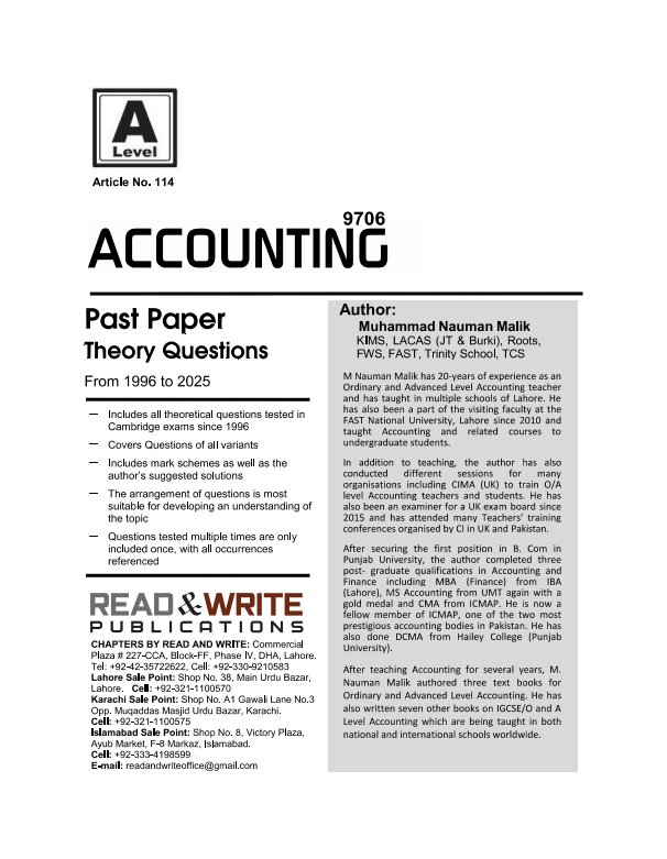 114 Accounting A Level Past Papers Theory Questions
