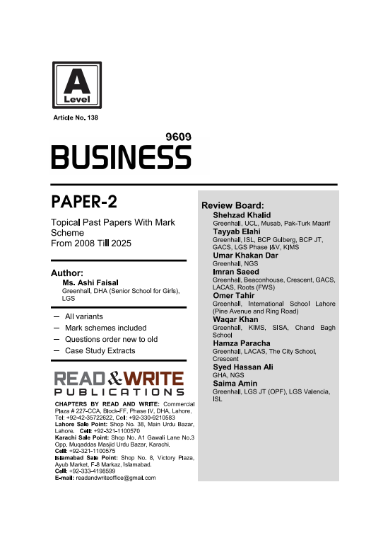 138 Business A Level Paper 2 Topical Past paper