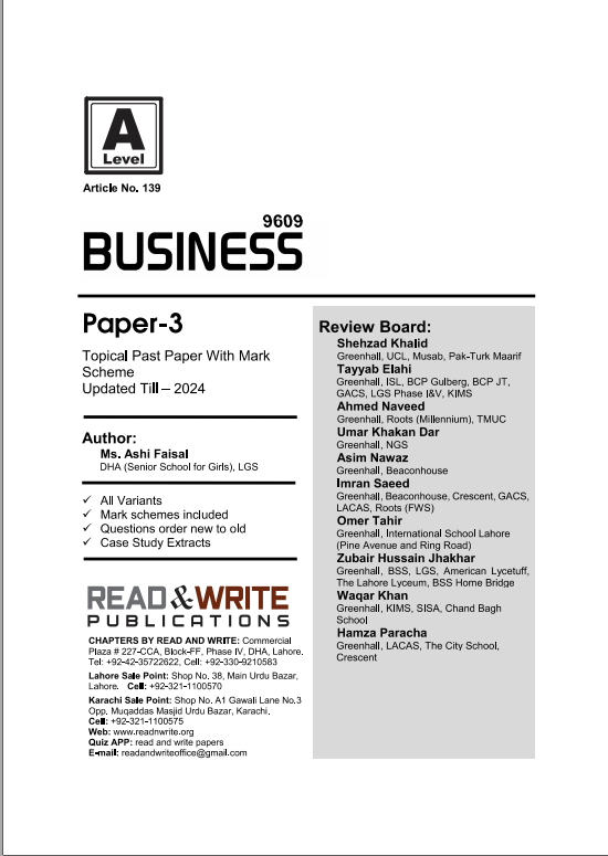 139 Business A Level Paper-3 Topical Past paper