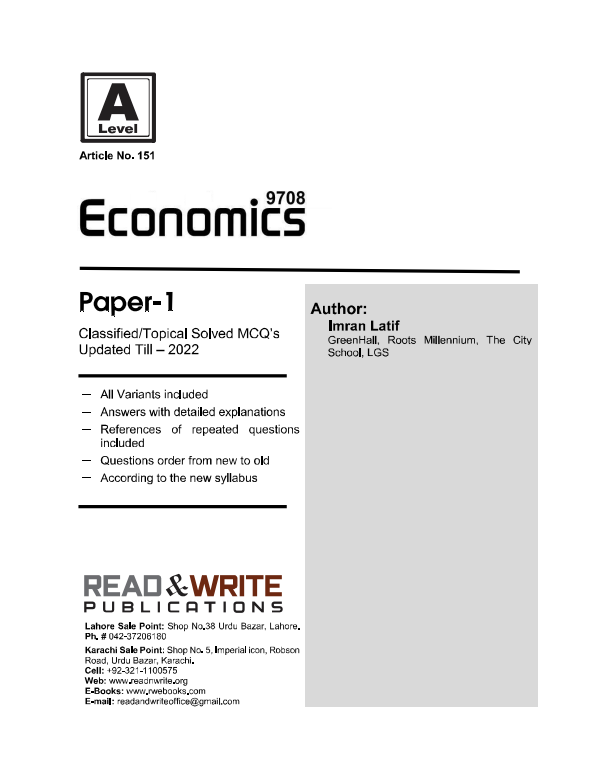 151 Economics AS Level Paper 1 (MCQ's) Topical Worked Solutions