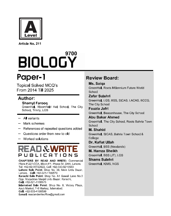 211 Biology As Level Paper 1 (MCQ's) Topical Worked Solutions