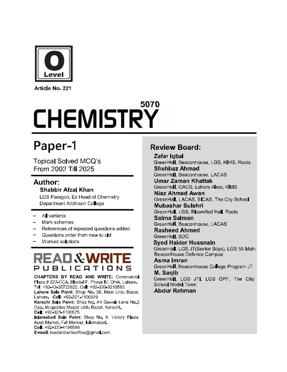 221 Chemistry O Level Paper 1 (MCQ's) Topical Worked Solutions