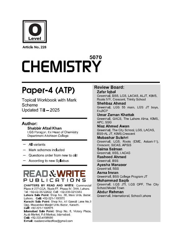 228 Chemistry O Level Paper 4 ATP Topical Work book