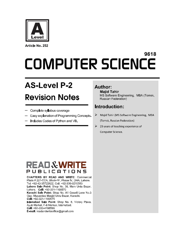 252 Computer Science As Level Paper-2 Revision Notes