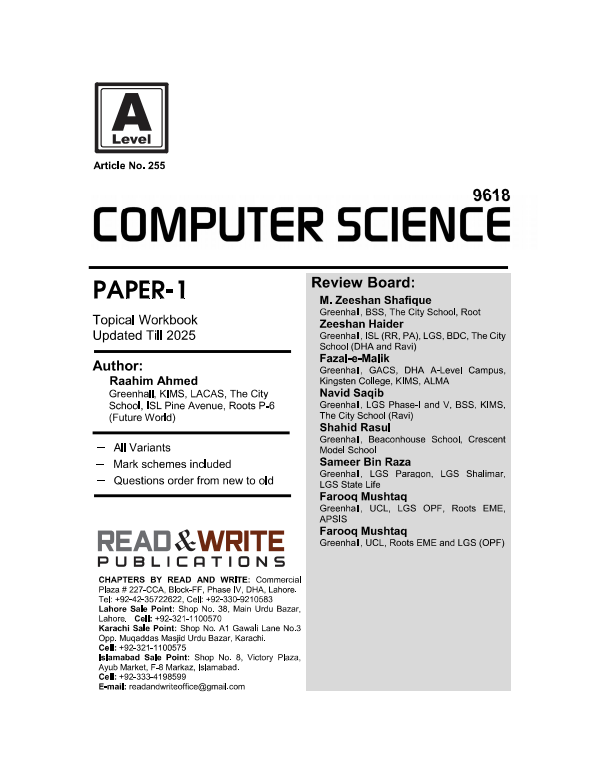 255 Computer Science A Level Paper-1 Topical Workbook