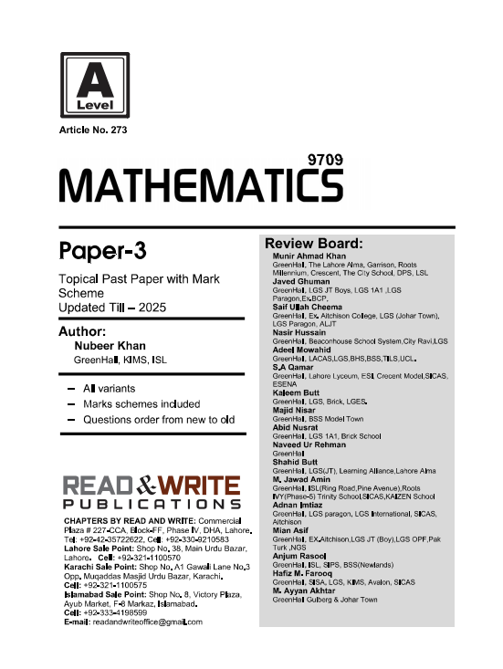 273 Mathematics A Level Paper 3 Topical Past Paper