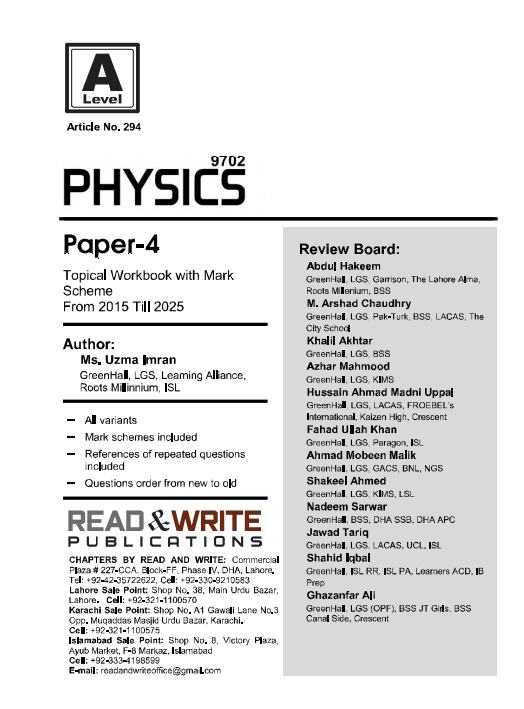 294 Physics A Level Paper 4 Topical workbook