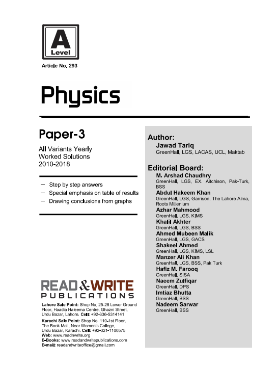 293 Physics A Level Paper 3 Yearly worked Solution