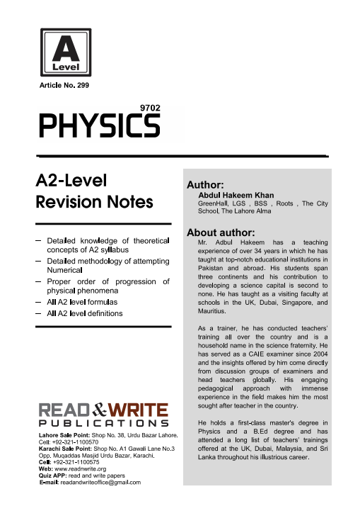 299 Physics A2 Level Revision Notes Series 9702