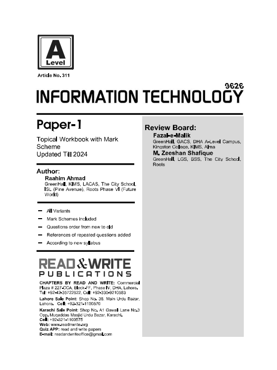311 A Level Information Technology Paper-1 Topical Workbook
