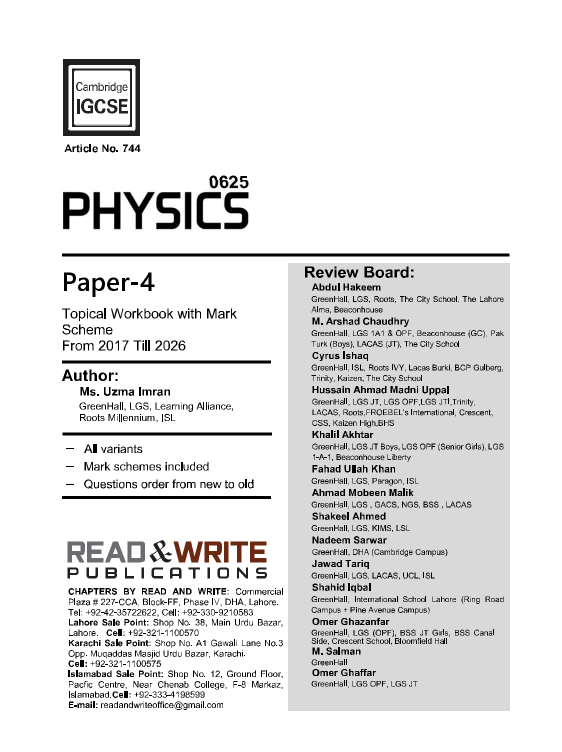 744 Physics IGCSE Paper-4 Topical Workbook