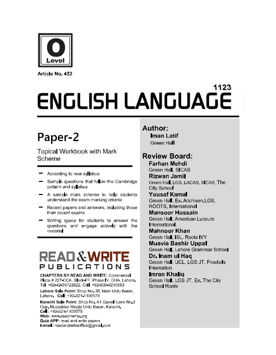 452 English Language O-Level P-2 Topical Workbook