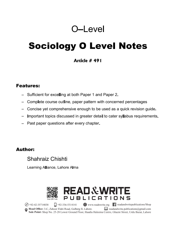 491 Sociology OLevel/IGCSE Topical Past Papers and Notes