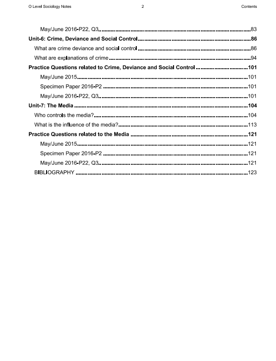 491 Sociology OLevel/IGCSE Topical Past Papers and Notes