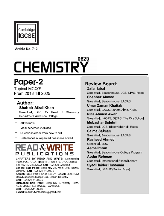 712 Chemistry IGCSE Paper 2 Topical Past Papers