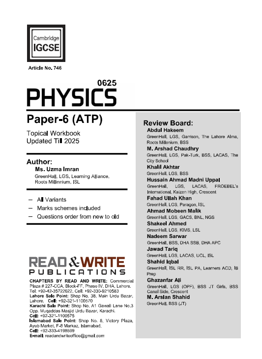746 Physics IGCSE Paper 6 (ATP) Workbook
