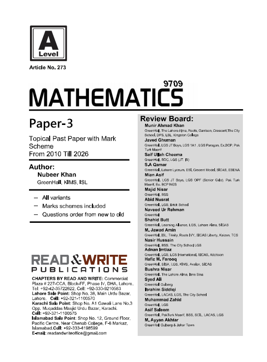273 Mathematics A Level Paper 3 Topical Past Paper
