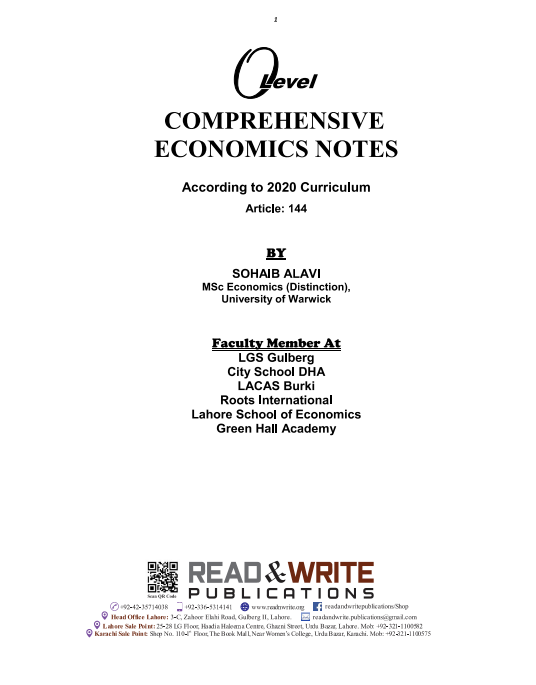 144 Economics O Level Revision Notes Series by Shoaib Alvi