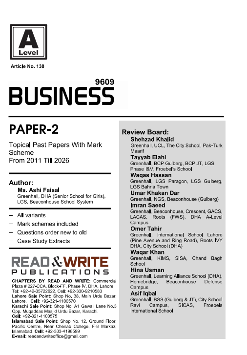 138 Business A Level Paper 2 Topical Past paper