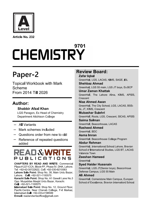 232 Chemistry A Level Paper 2 Topical Workbook with Mark Scheme