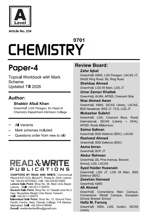 234 Chemistry A Level Paper 4 Topical Workbook and Past Papers