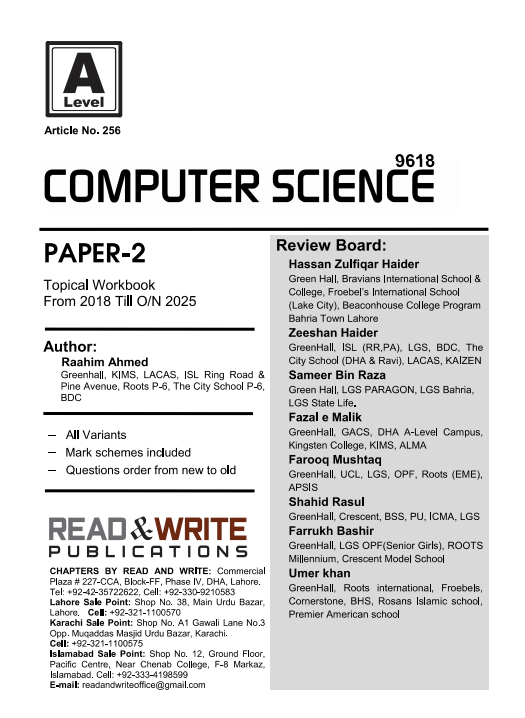 256 Computer Science A Level Paper 2 Topical Workbook