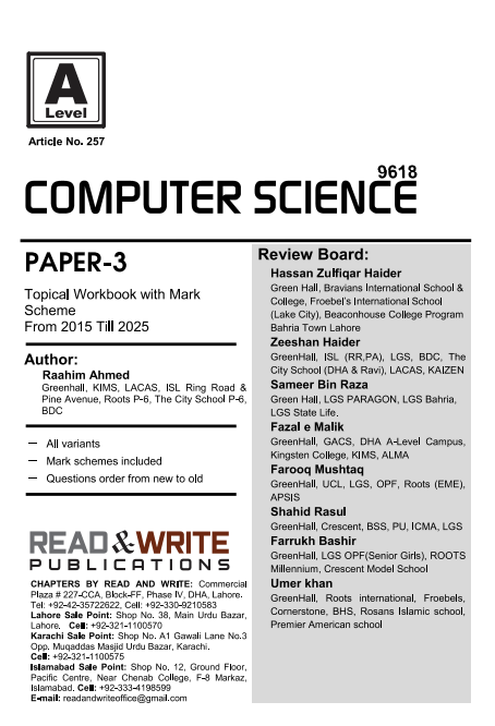 257 Computer Science A Level Paper-3 Topical Workbook