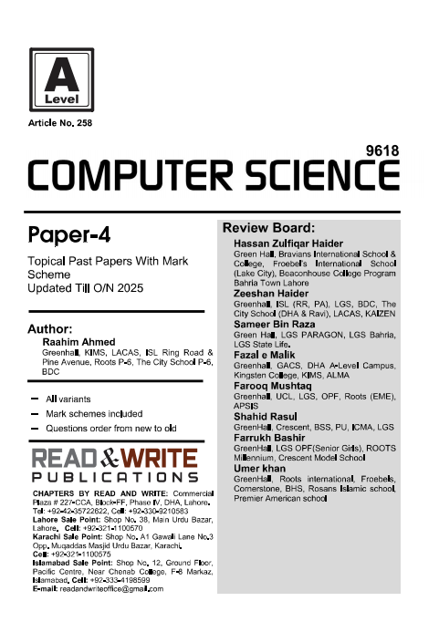 258 Computer Science A - Level Paper-4 Topical Workbook