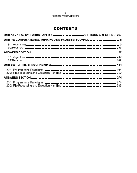 258 Computer Science A - Level Paper-4 Topical Workbook