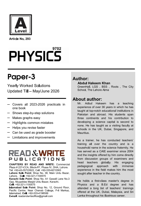 293 Physics A Level Paper 3 Yearly worked Solution